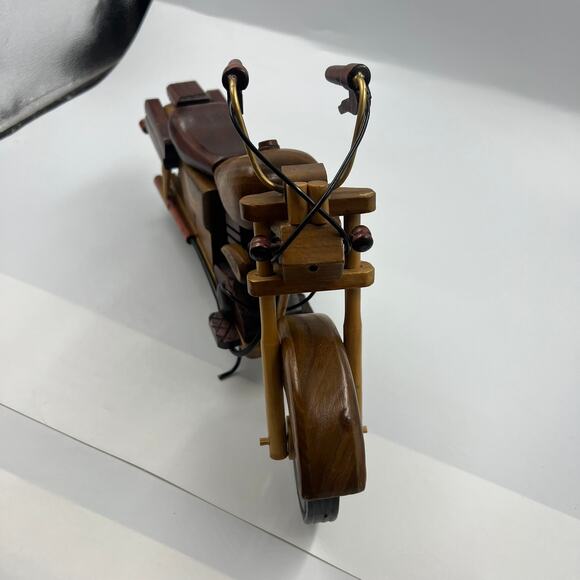 Vintage Handmade Exotic Hard Wood Decorative Motorcycle Bike Harley 14" - Picture 7 of 15